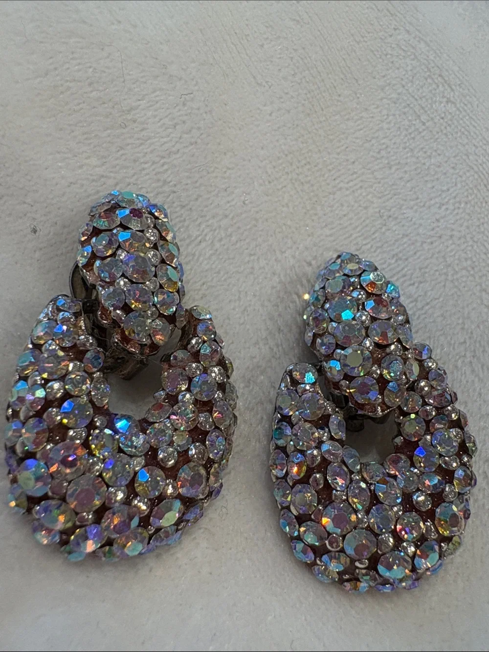 Vintage Erica Courtney AB Crystal clip Earrings Comfort fit New
